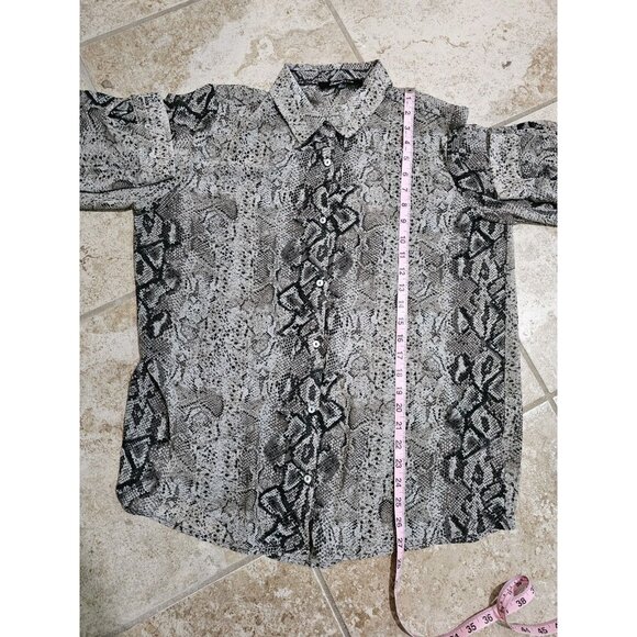 Sweet Rain Snake Skin Print Chiffon Blouse X-large Black Tan Grunge Hip Retro 90 - Picture 7 of 7